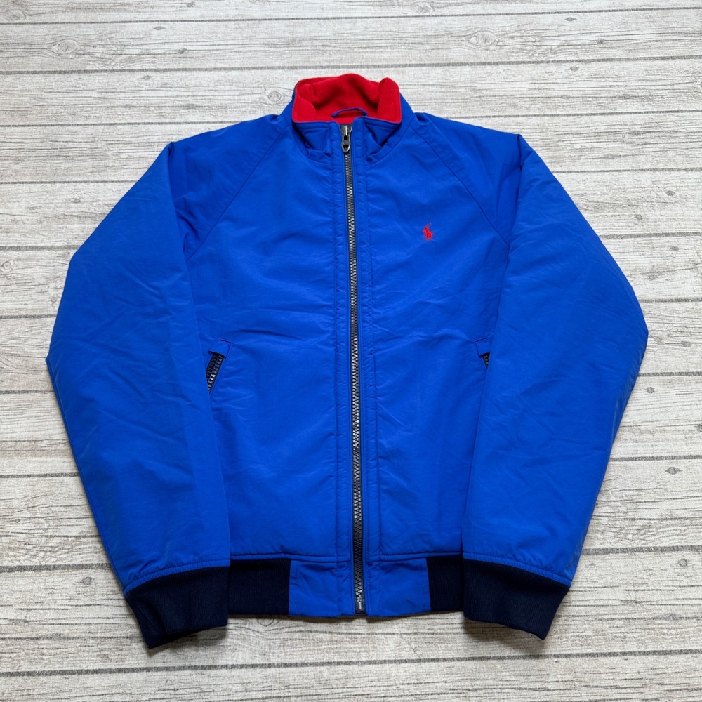Polo Ralph Lauren Jacket Men's Small Blue Red Fleece Classic Bomber Activewear